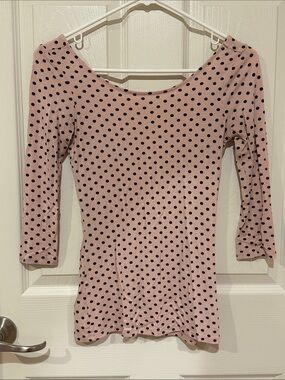 Guess Pink 3/4 sleeve Polka Dot Top